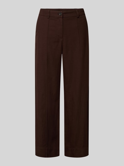 Produktfoto, Culotte mit Eingrifftaschen Modell 'Meeri breath' von OPUS, dunkelbrauner Baumwoll-Leinen-Mix, Wide Leg Fit, glatte Struktur