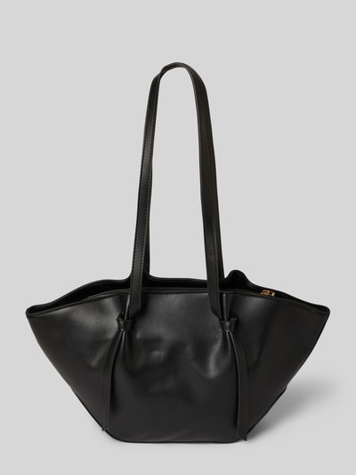 Produktfoto, schwarzer Damen Shopper mit Label-Detail Modell 'RYD' von Seidenfelt, Hauptfach mit Reißverschluss, Schulterriemen, Maße 40x23x12 cm, Riemenlänge 59 cm