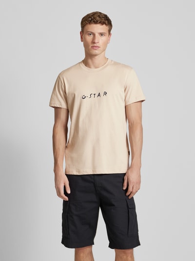 G-Star Raw T-Shirt mit Label-Print Beige 4