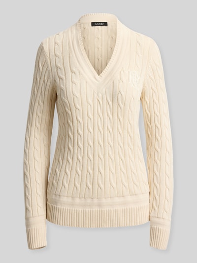 Lauren Ralph Lauren Sweter o kroju regular fit z mieszanki bawełny z wyhaftowanym logo Beżowy 2