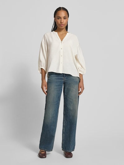 Christian Berg Woman regular fit blouse van viscosemix met 3/4-mouw Offwhite - 1