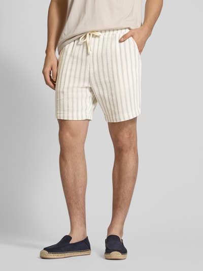 WOODBIRD Loose Fit Shorts mit Label-Detail Modell 'Bommy' Offwhite 4