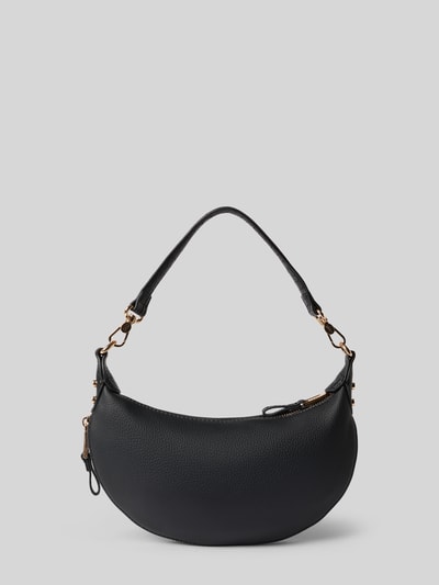 Produktfoto, Shoulder Bag in Leder-Optik Modell 'Kaliska' von Liu Jo White, schwarze Oberfläche, Logo-Detail, goldene Metallelemente, Reißverschluss, abnehmbarer Schulterriemen, Maße 26x17x8 cm, Riemen 44 cm.