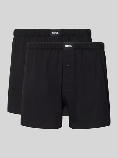 Produktfoto, Boxershorts aus Baumwoll-Mix im 2er-Pack von BOSS, efekt: jednolity kolor, naszywka z logo, elastyczny ściągacz, mieszanka bawełny, zestaw 2 szt.