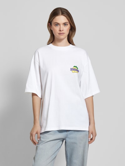 Review Oversized T-Shirt mit Label-Print Weiss 4