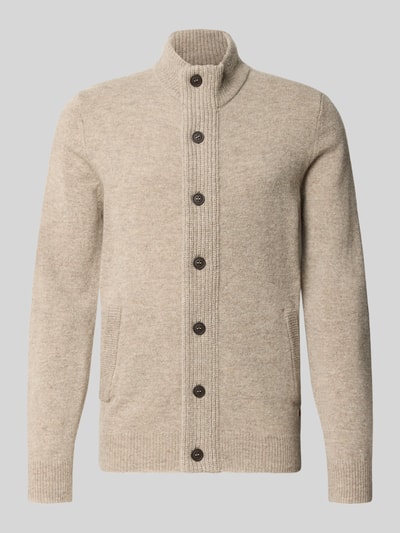 Barbour Cardigan mit Stehkragen Essential PATCH Hellgrau 1