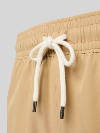 Productfoto, Badeshorts met labelstitching van Polo Ralph Lauren in effen kleuren, boord elastisch, tunnelkoord sluiting, detail opname