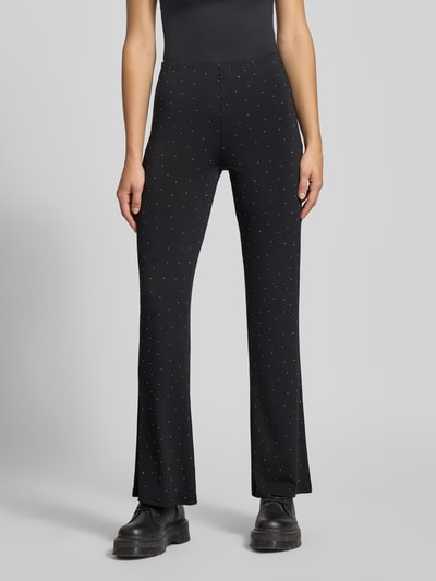 Only Spodnie szerokie z obszyciem ozdobnymi kamieniami model ‘ZITA’ Czarny 4