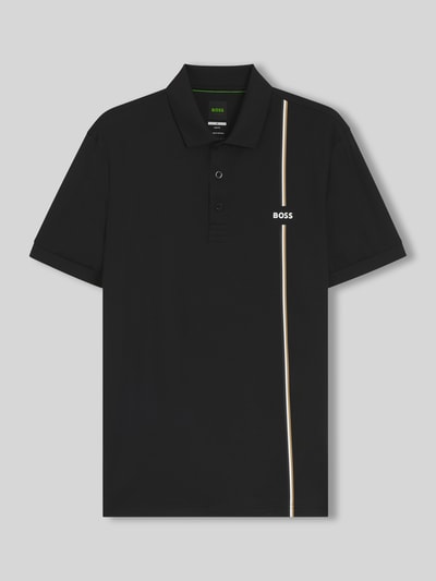 BOSS Green męski t-shirt o kroju regular fit sport z taśmą z logo Czarny 2