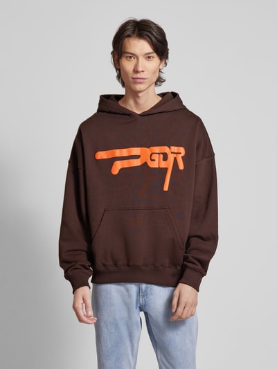 Pegador Oversized Hoodie mit Label-Print Modell 'ZERO' Dunkelbraun 4