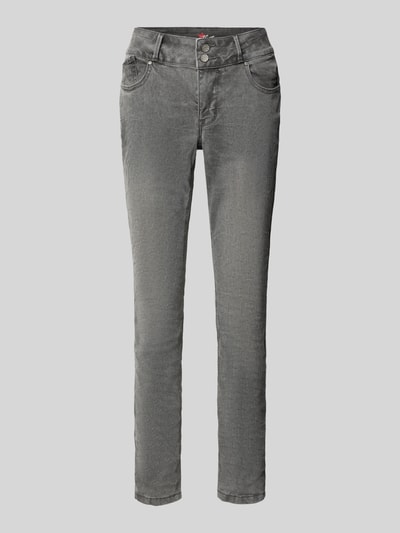 Produktfoto, graue Slim Fit Jeans im 5-Pocket-Design Modell 'Tummyless' von Buena Vista, Baumwoll-Mix mit Viskose, Cropped Fit, Frontansicht