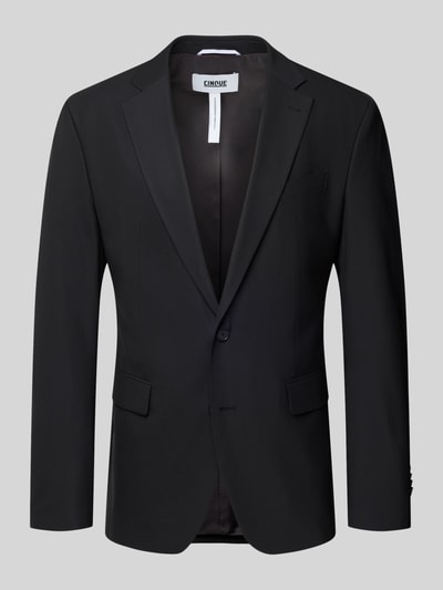 Produktfoto, Slim Fit Sakko mit Schurwoll-Anteil Modell 'Totti' von CINQUE in Schwarz, elastischer Material-Mix, Reverskragen, Knopfleiste, Pattentaschen.