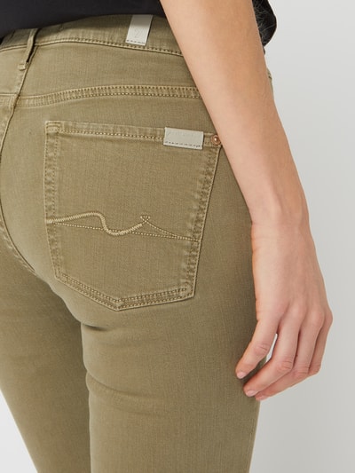 7 For All Mankind Cropped Slim Fit Jeans mit Stretch-Anteil Modell 'Roxanne' Khaki 3