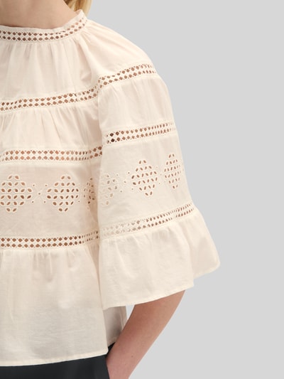 Marc O'Polo Relaxed Fit Bluse aus reiner Baumwolle mit Lochstickerei Weiss 3