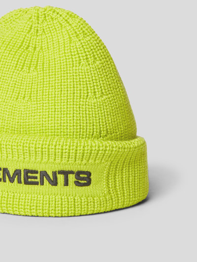 VETEMENTS Mütze mit Label-Stitching Neon Gelb 3