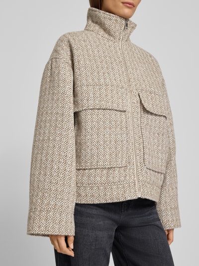 Jake*s Casual Jacke mit Stehkragen und Pattentaschen Stein 3