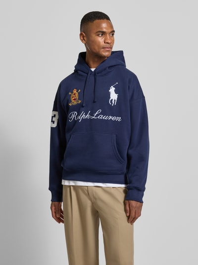 Polo Ralph Lauren Hoodie met labelstitchings en kangoeroezak Marineblauw - 4