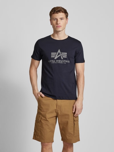 Alpha Industries T-shirt met labelprint Marineblauw - 4