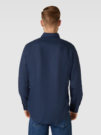 Christian Berg Men Regular fit linnen overhemd met button-downkraag Donkerblauw - 5