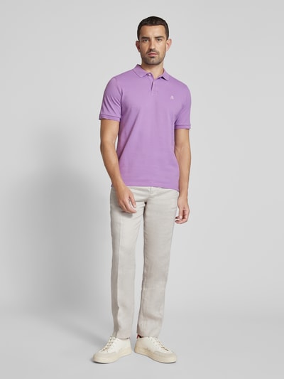 Marc O'Polo Regular fit poloshirt met labelstitching Lila - 1