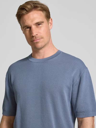 Drykorn Gebreid shirt met structuurmotief, model 'Derico' Blauw - 3