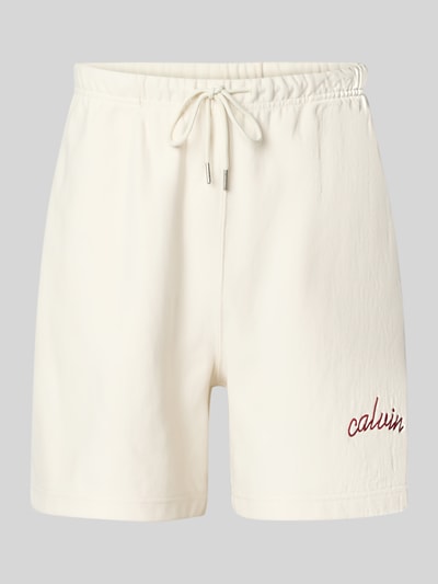 Calvin Klein Jeans Regular Fit Sweatshorts mit Logo-Stitching Modell 'Terry' Offwhite 2