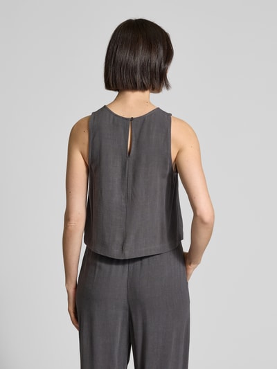 Jake*s Casual Loose Fit Crop Top aus Viskose-Leinen-Mix Dunkelgrau 5