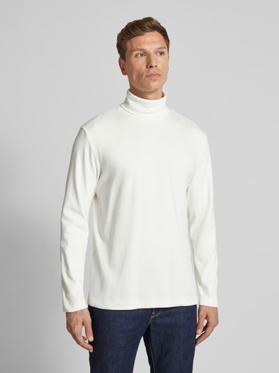 Tom Tailor Regular Fit  Langarmshirt aus Baumwoll-Mix mit Rollkragen  Offwhite 4