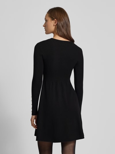 Only Getailleerde gebreide jurk van viscosemix, model 'NATASCHA' Zwart - 5