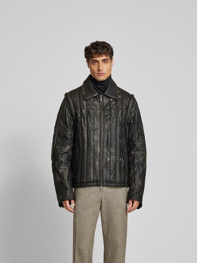 Diesel Lederjacke mit Reißverschluss Black 4