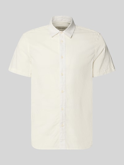 Produktfoto, Regular Fit Freizeithemd mit Kentkragen Modell 'ABAN' von Blend in Weiß, glatte Baumwollstruktur, kurze Knopfleiste, 1/2-Arm.