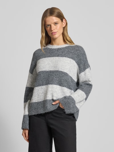 Only Oversized Strickpullover mit Woll-Anteil Modell 'MONI LIFE' Hellgrau Melange 4