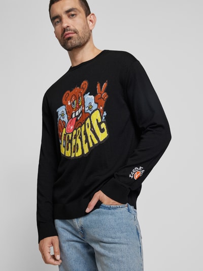 Iceberg Sweatshirt met ronde hals, model 'MAGLIA' Zwart - 3