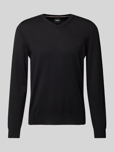 BOSS Gebreide pullover van scheerwol, model 'Baram' Zwart - 2