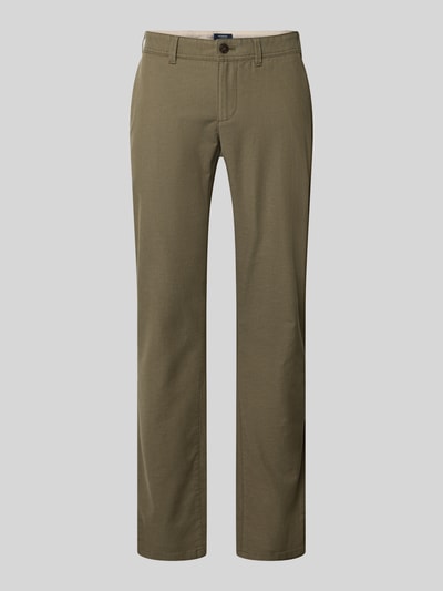 Produktfoto, Kleingemusterte Hose mit Gesäßtaschen von MCNEAL aus Baumwoll-Elasthan-Mix, Slim-Fit in Olivgrün, Struktur glatt.