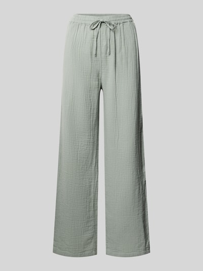 Produktfoto, Relaxed Fit Weite Hose aus Bio-Baumwolle Modell 'THYRA' von Only, jednolity kolor, materiał crêpe, kieszenie boczne, elastyczny pas z troczkiem
