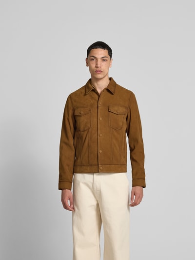 Officine Générale Jacke mit Druckknopfleiste Camel 4