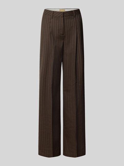 Produktfoto, braune Wide Fit Hose mit Viskose-Anteil Modell 'Aya Ellis' von JJXX, Bundfalten, Bügelfalten, elastischer Material-Mix