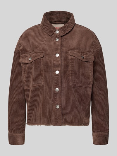 Produktfoto, Boxy Fit Cordjacke aus reiner Baumwolle Modell 'MARINA-ENY LIFE' von Only in Braun, Optik: Unifarben, Cord-Textur, Brusttaschen, Fransenabschlüsse