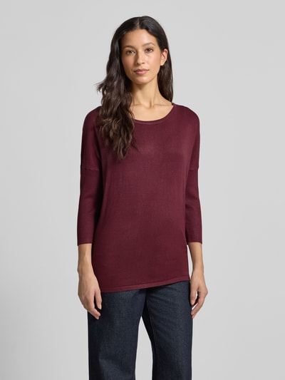 FREE/QUENT Strickpullover aus Viskose-Mix mit 3/4-Arm Modell 'JONE' Bordeaux 4