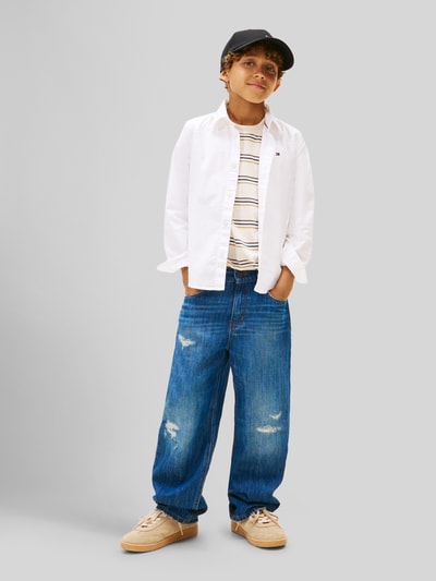 Tommy Hilfiger Kids Regular Fit Hemd aus Baumwoll-Mix mit Logo-Stitching Weiss 1