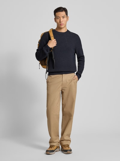 camel active Gebreide trui van wol met ronde hals Marineblauw - 1