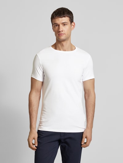 Casual Friday T-Shirt mit geripptem Rundhalsausschnitt Weiss 4