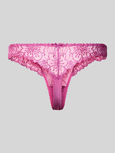 Produktfoto, Slim Fit String in semi-transparant design model 'Jane' van Marie Jo, elastische materiaalmix met katoen, all-over bloemenmotief