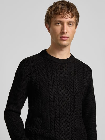 Jack & Jones Strickpullover mit gerippten Abschlüssen Modell 'PAUL' Black 3