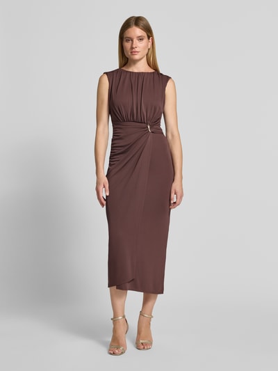 SWING Slim Fit maxi-jurk met rimpels Donkerbruin - 4