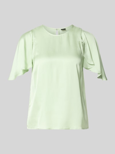 Produktfoto, Regular Fit Satinbluse mit Cut-Outs Modell 'C_ILIZIA' von BOSS Orange in Optik: Unifarben, Kurzarm, Schmetterlingsärmel, Materialverarbeitung: Satin, Material: reine Viskose, sanft glänzende glatte Textur, Pastellgrün