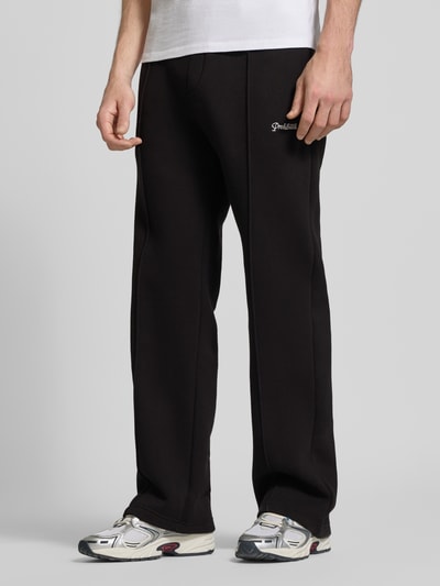 PROHIBITED Loose fit sweatpants met labelstitching en elastische band Zwart - 4