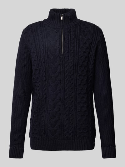 Superdry Strickpullover mit Zopfmuster Modell 'Jacob' Dunkelblau Melange 2