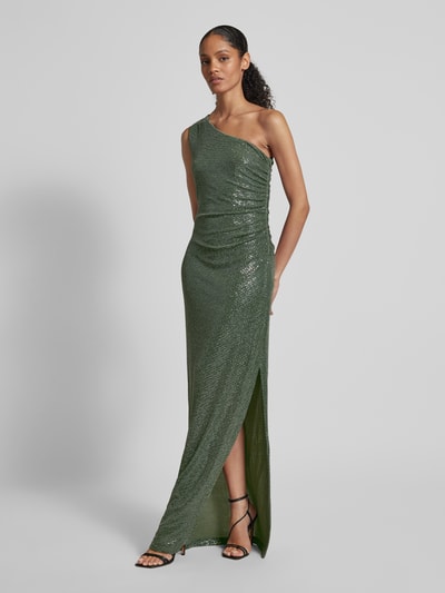 Swing Abendkleid mit One-Shoulder-Träger und Pailletten Schilf 1